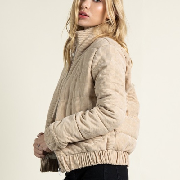Jackets & Blazers - Last 1! NWT Beige Corduroy Puffer Jacket